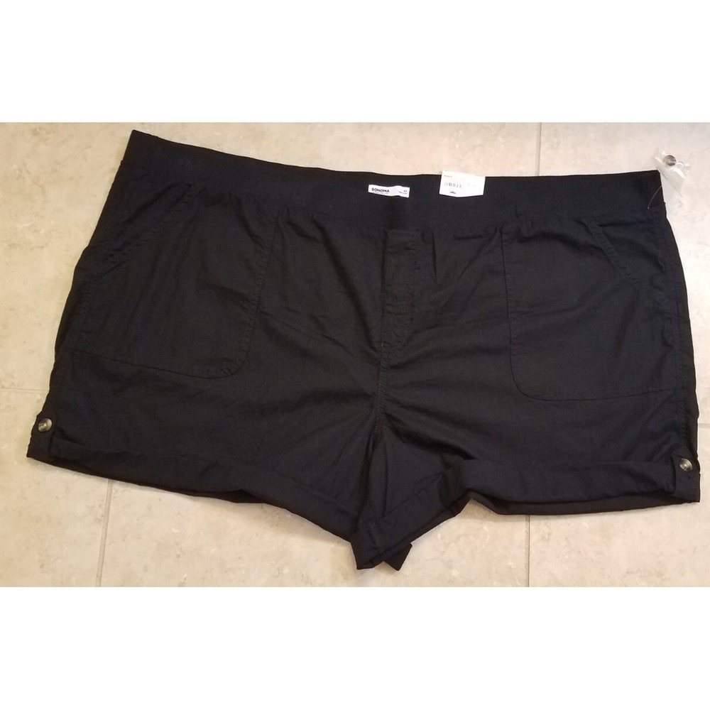 Sonoma Utility Shorts Women 4X Easy‎ Pull-on Elastic Waist Black NEW